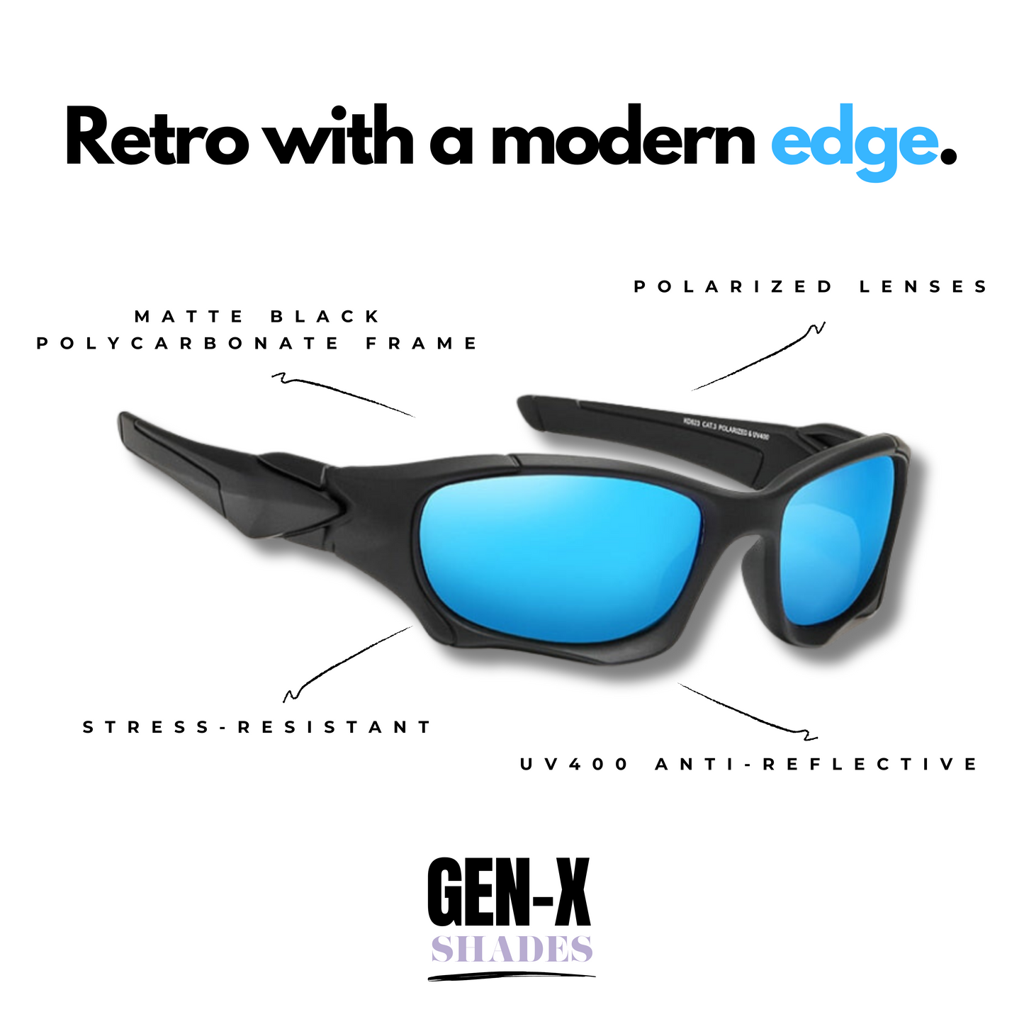 Gen-X Edge (Ice Blue Mirror) - Premium Polarized Sunglasses